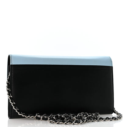 Chanel Lambskin Airlines Wallet On Chain WOC Blue Black Red 3 of 12