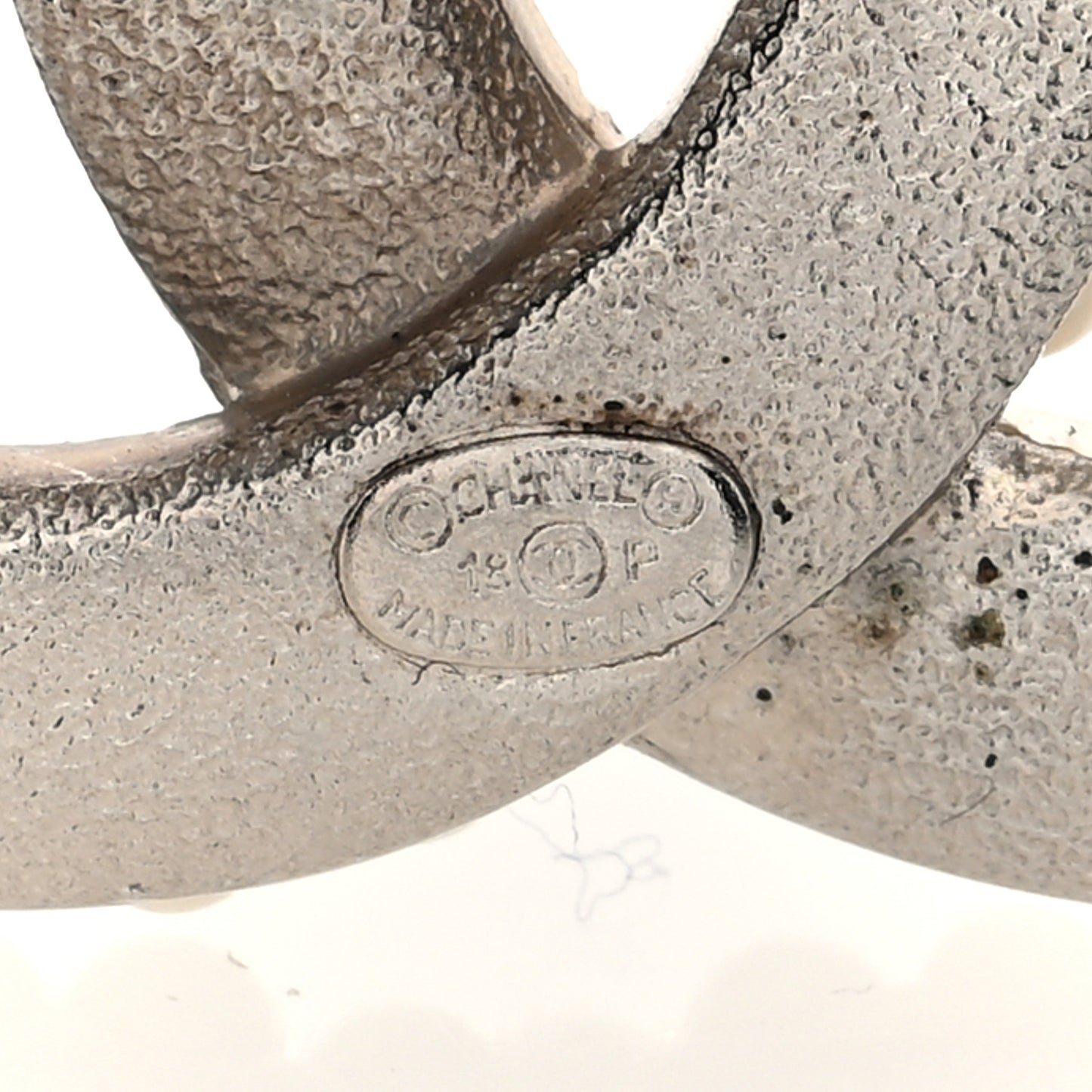 Pearl Crystal CC Brooch Silver