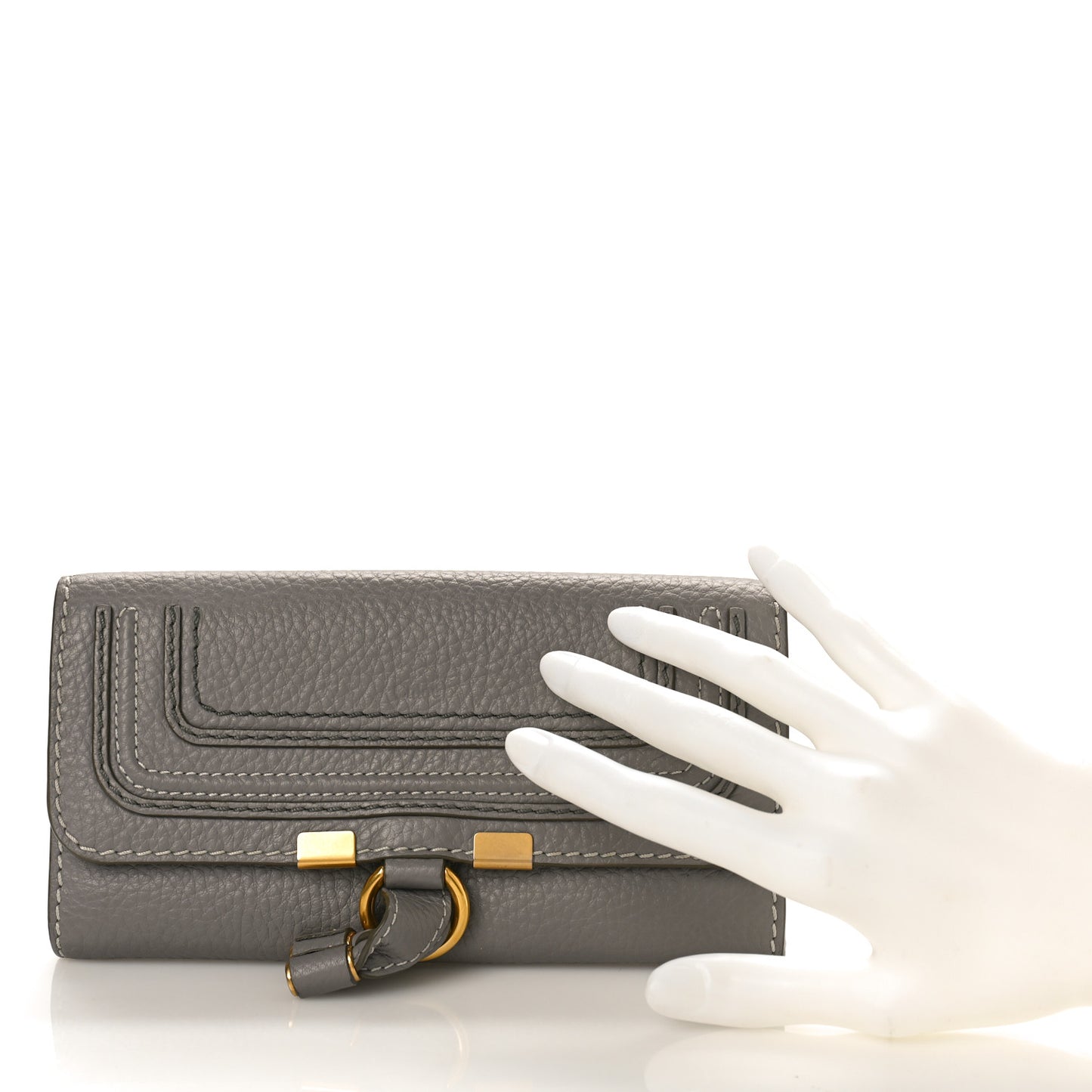 Calfskin Marcie Continental Flap Wallet Cashmere Grey