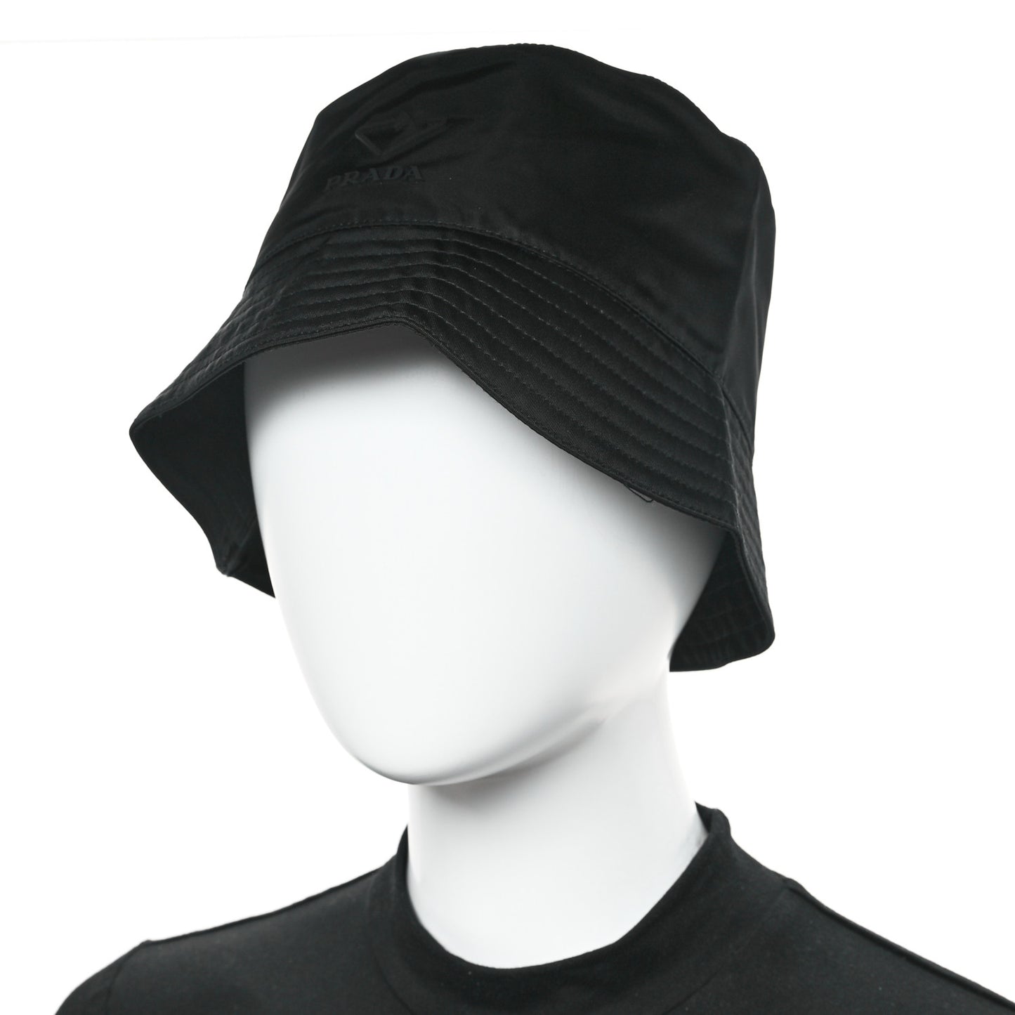 Re-Nylon Rubber Logo Bucket Hat S Black