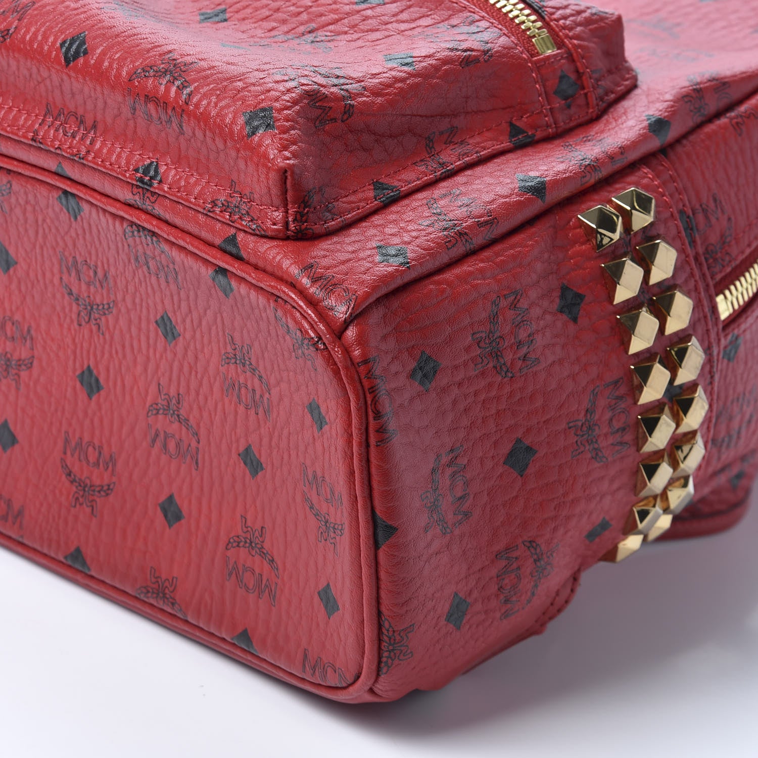 MCM Visetos Small Side Stud Stark Backpack Red 6 of 8