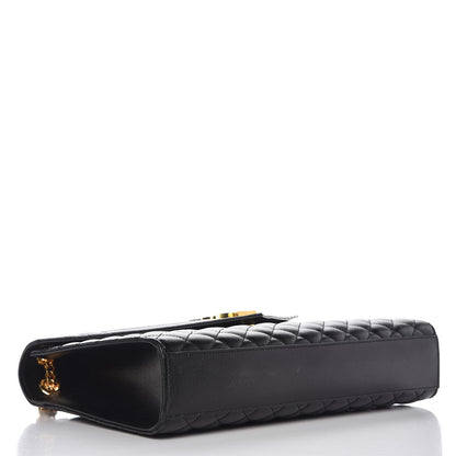 Saint Laurent Grain De Poudre Textured Mixed Matelasse Large Triquilt Monogram Satchel Black 5 of 9