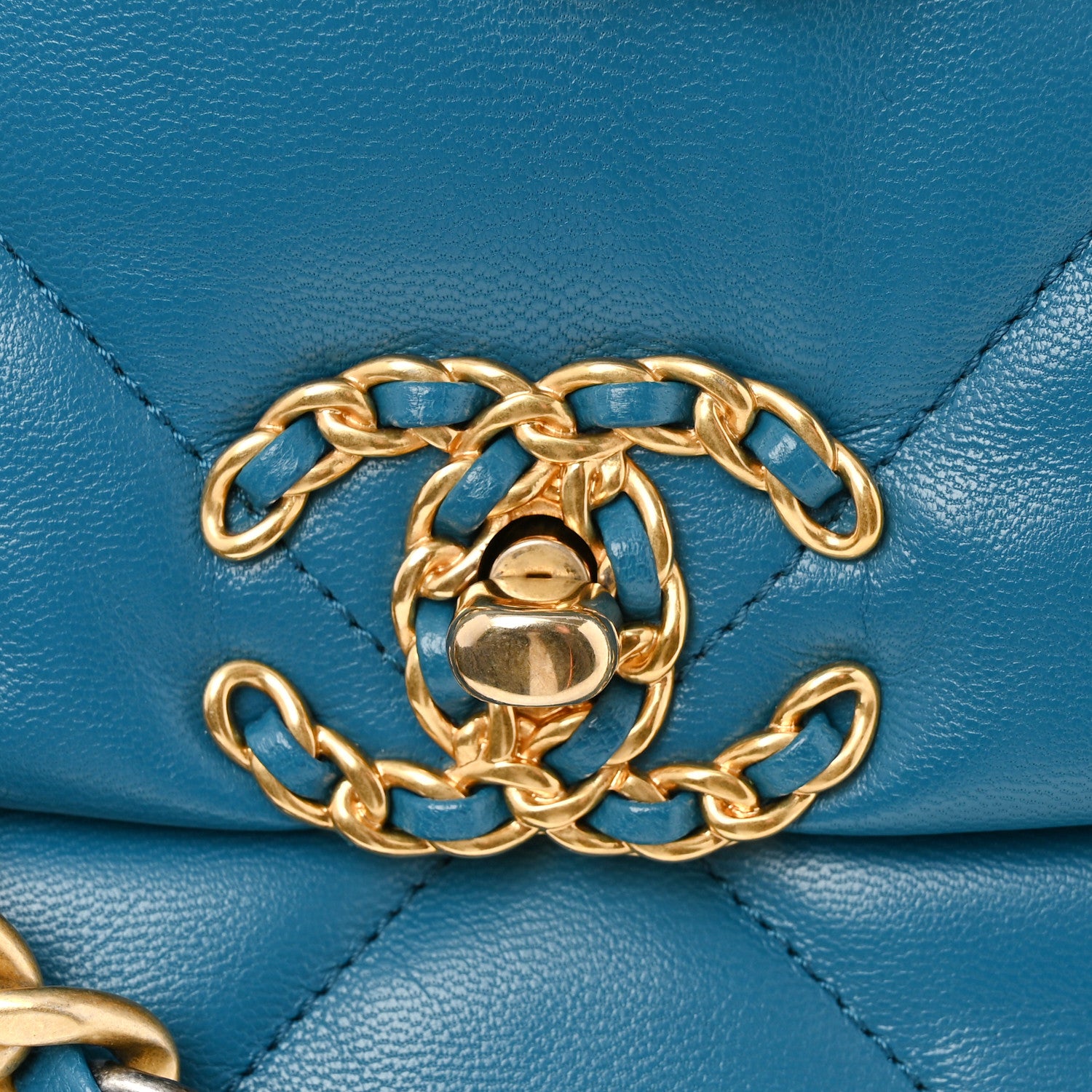 Chanel Goatskin Quilted Medium Chanel 19 Flap Turquoise 12 of 12