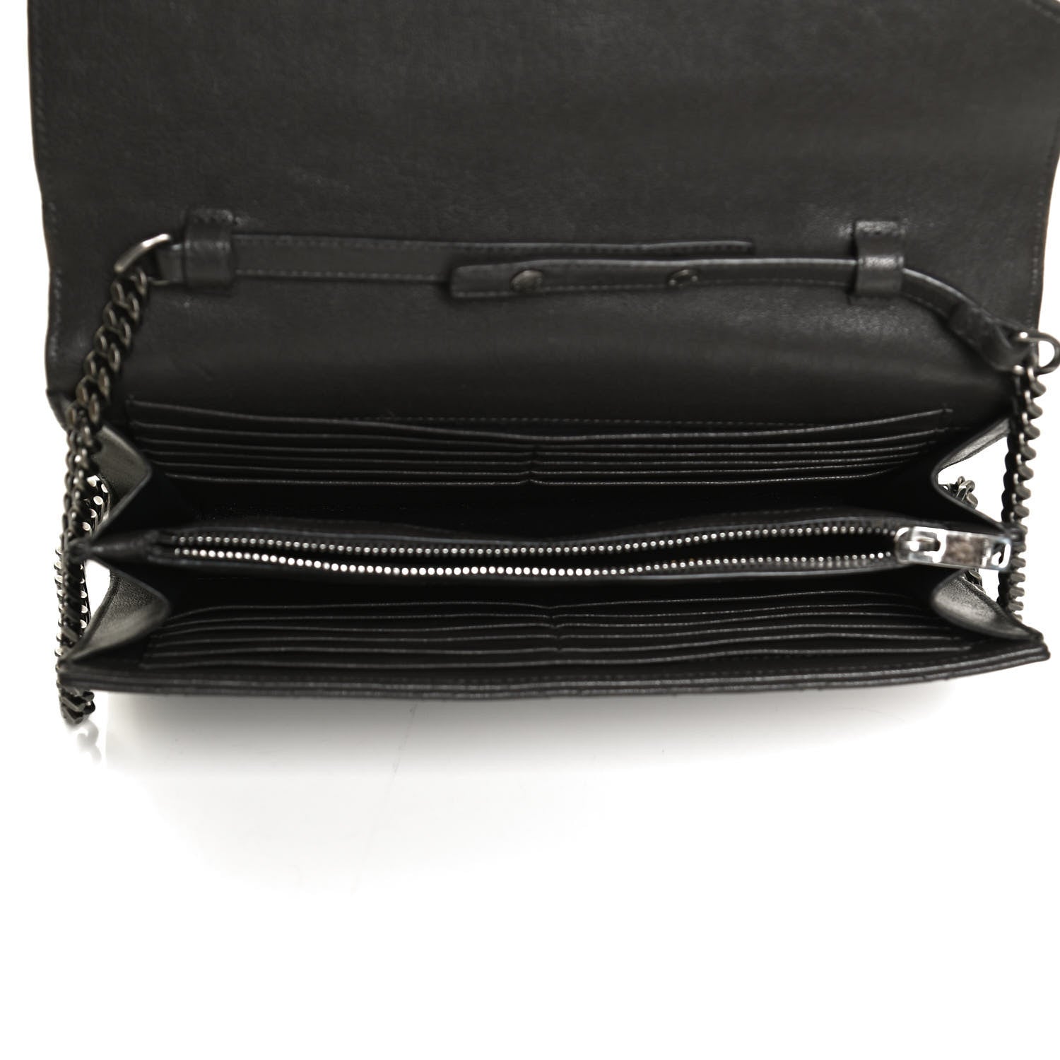 Saint Laurent Sheepskin Tri-Quilt Monogram Envelope Chain Wallet Earth 6 of 10