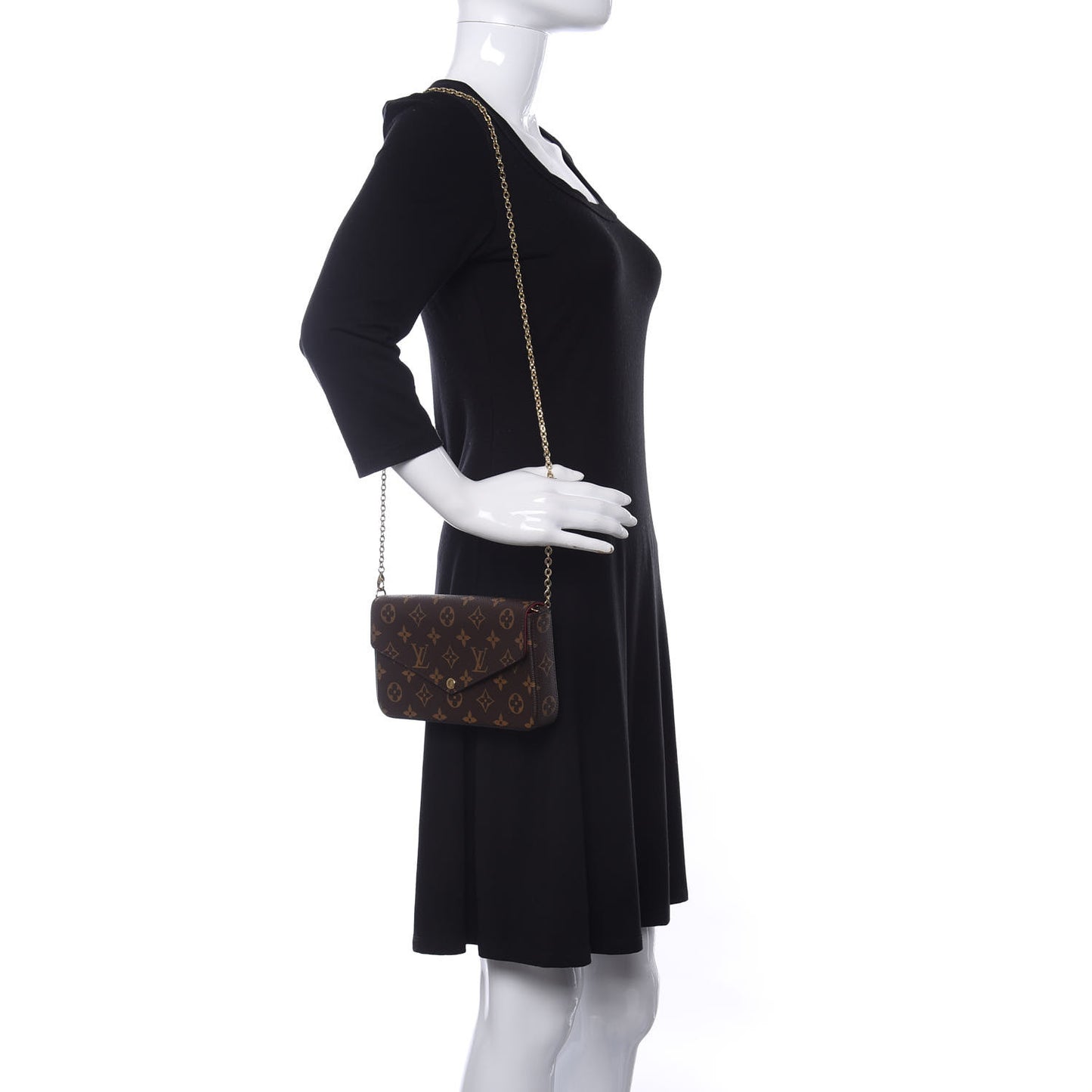 Monogram Pochette Felicie Chain Wallet Fuchsia