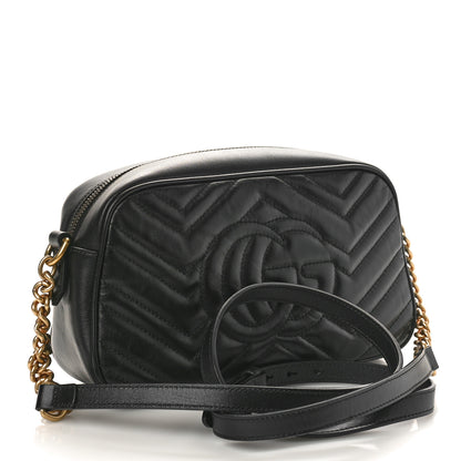 Gucci Calfskin Matelasse Small GG Marmont Chain Shoulder Bag Black 2 of 9