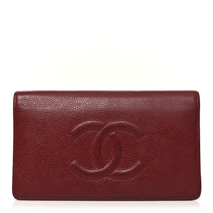Chanel Caviar Timeless CC Yen Wallet Burgundy 1 of 15