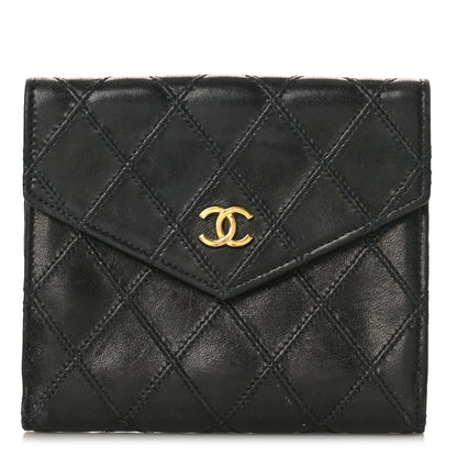 Chanel Calfskin Diamond Stitched Compact Wallet Black 1 of 12