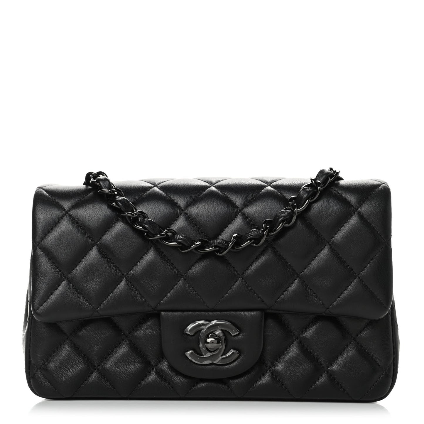 Lambskin Quilted Mini Rectangular Flap So Black