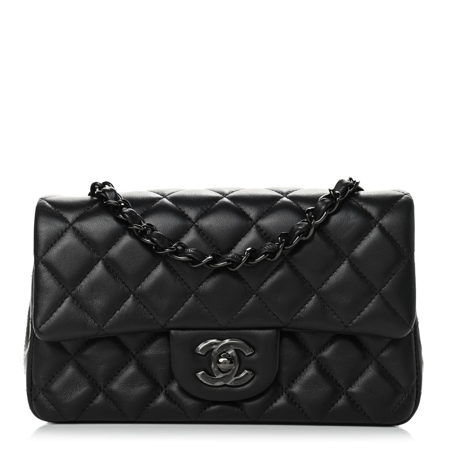 Chanel Lambskin Quilted Mini Rectangular Flap So Black 1 of 4