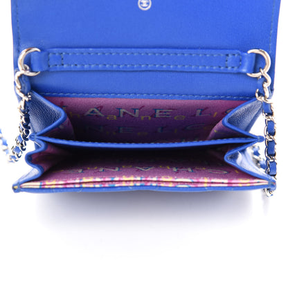 Chanel Lambskin Quilted Flap Card Holder On Chain Blue 5 of 11