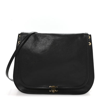 Celine Shiny Lambskin Soft Triomphe Besace Bag Black 1 of 11
