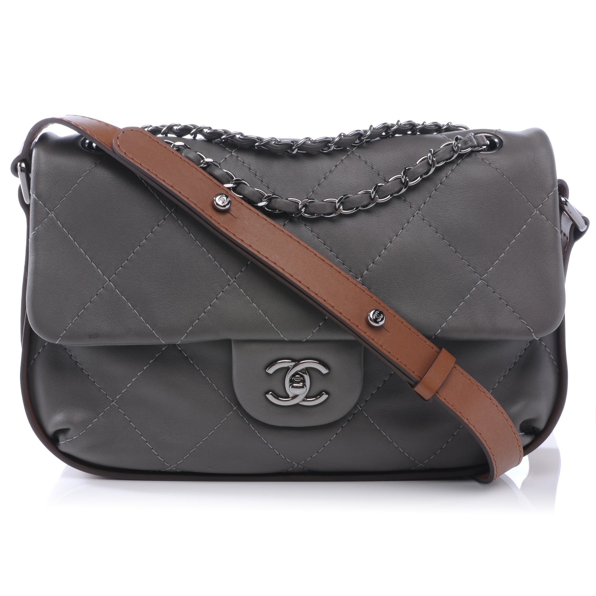 Chanel Calfskin Country Chic Cross Body Flap Grey 1 of 9