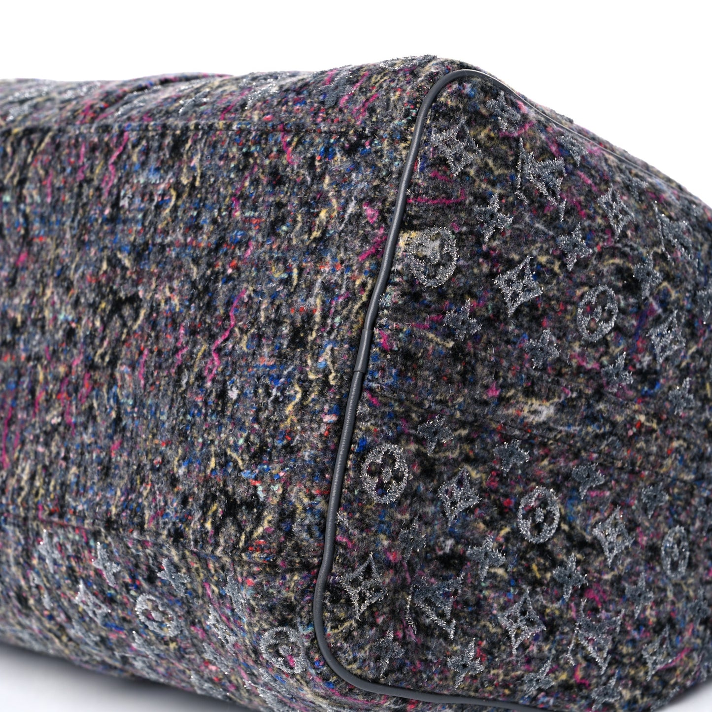 Wool Cotton Monogram Jacquard Embroidered LV Felt Keepall Bandouliere 50 Gris