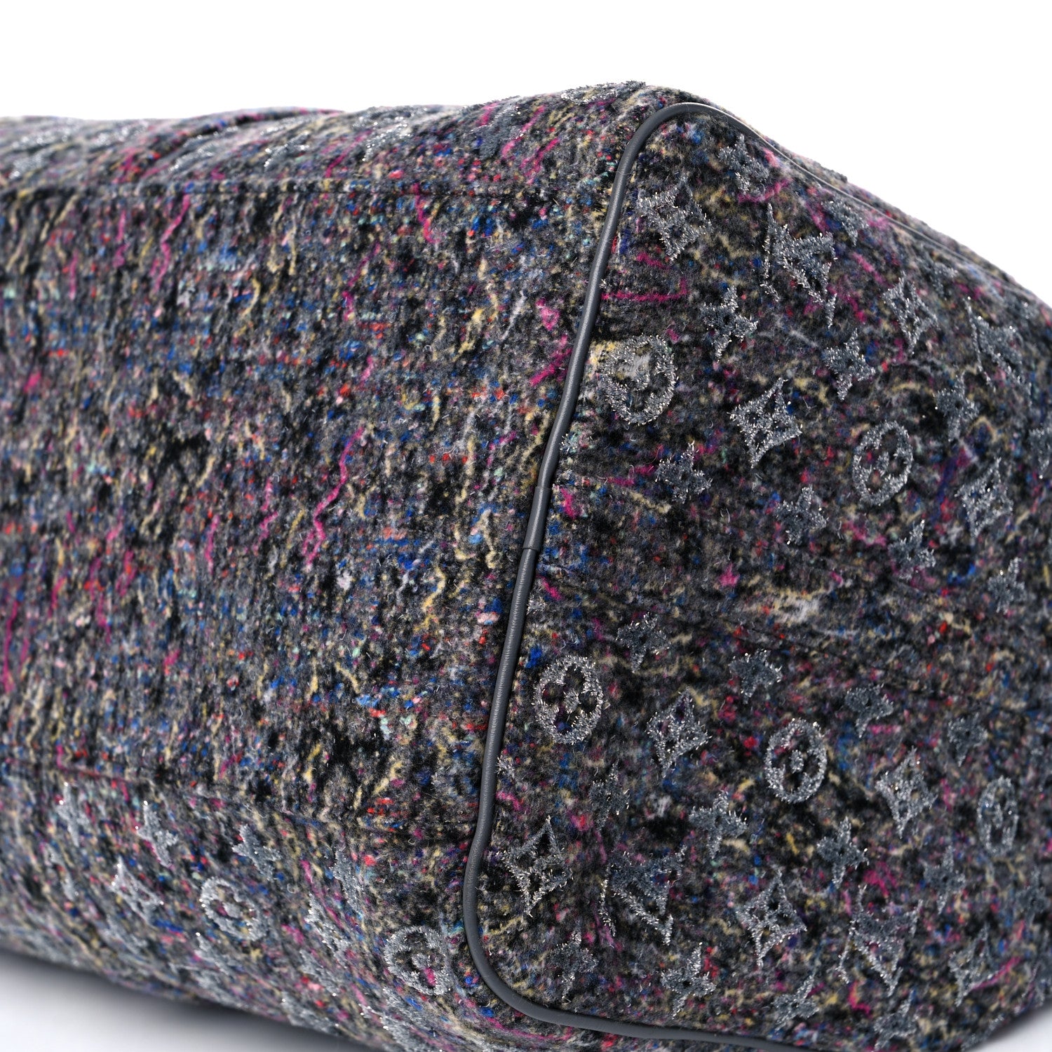 Louis Vuitton Wool Cotton Monogram Jacquard Embroidered LV Felt Keepall Bandouliere 50 Gris 8 of 11