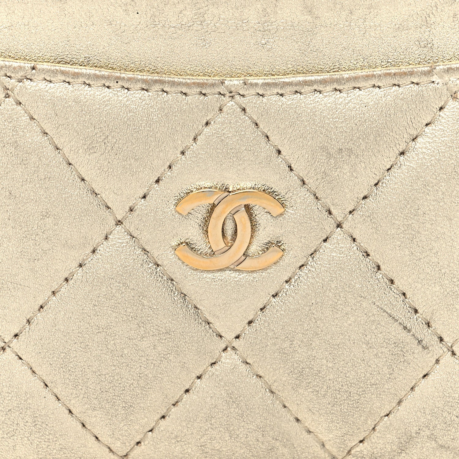 Chanel Metallic Lambskin Quilted CC Card Holder Gold 9 of 13