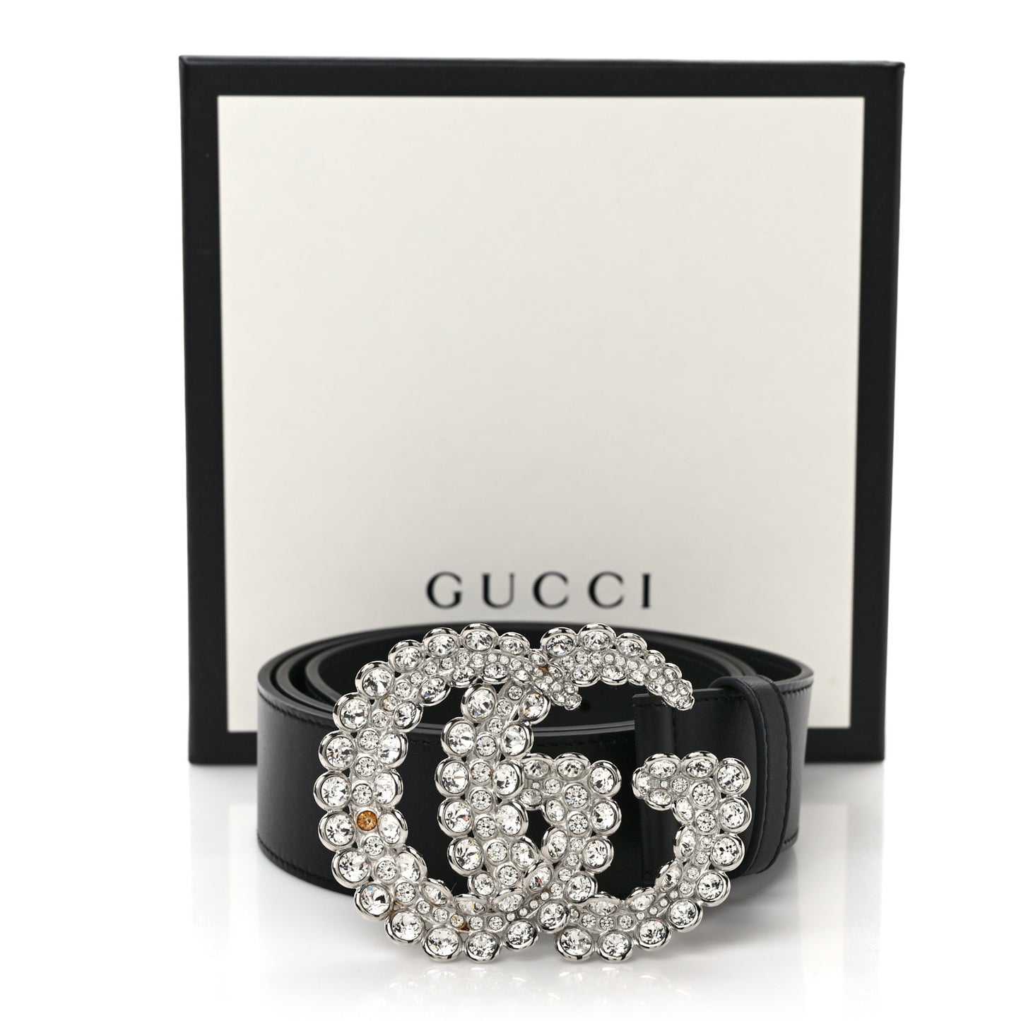 Calfskin Crystal Double G 40mm Belt 90/36 Black