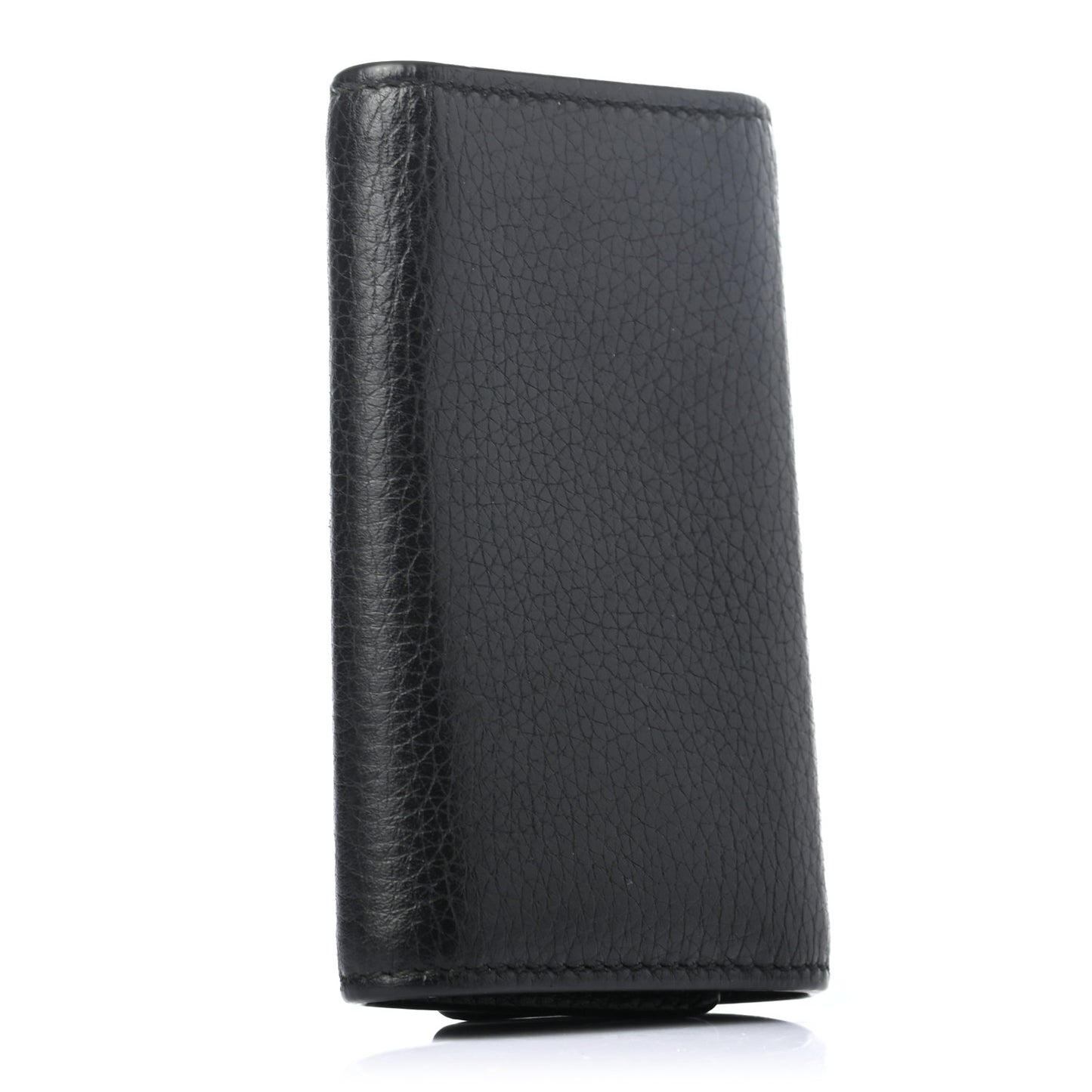 Pebbled Calfskin Dorian 6 Key Holder Case Black
