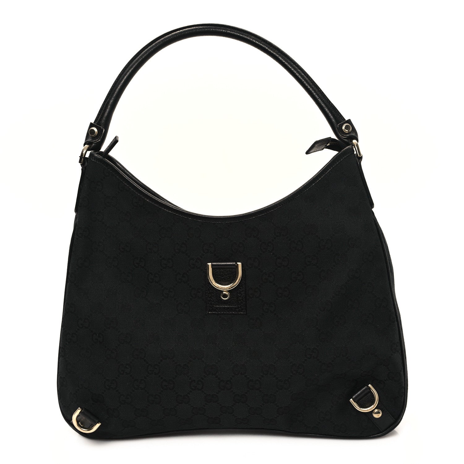 Gucci Denim Monogram Abbey D Ring Hobo Black 1 of 13