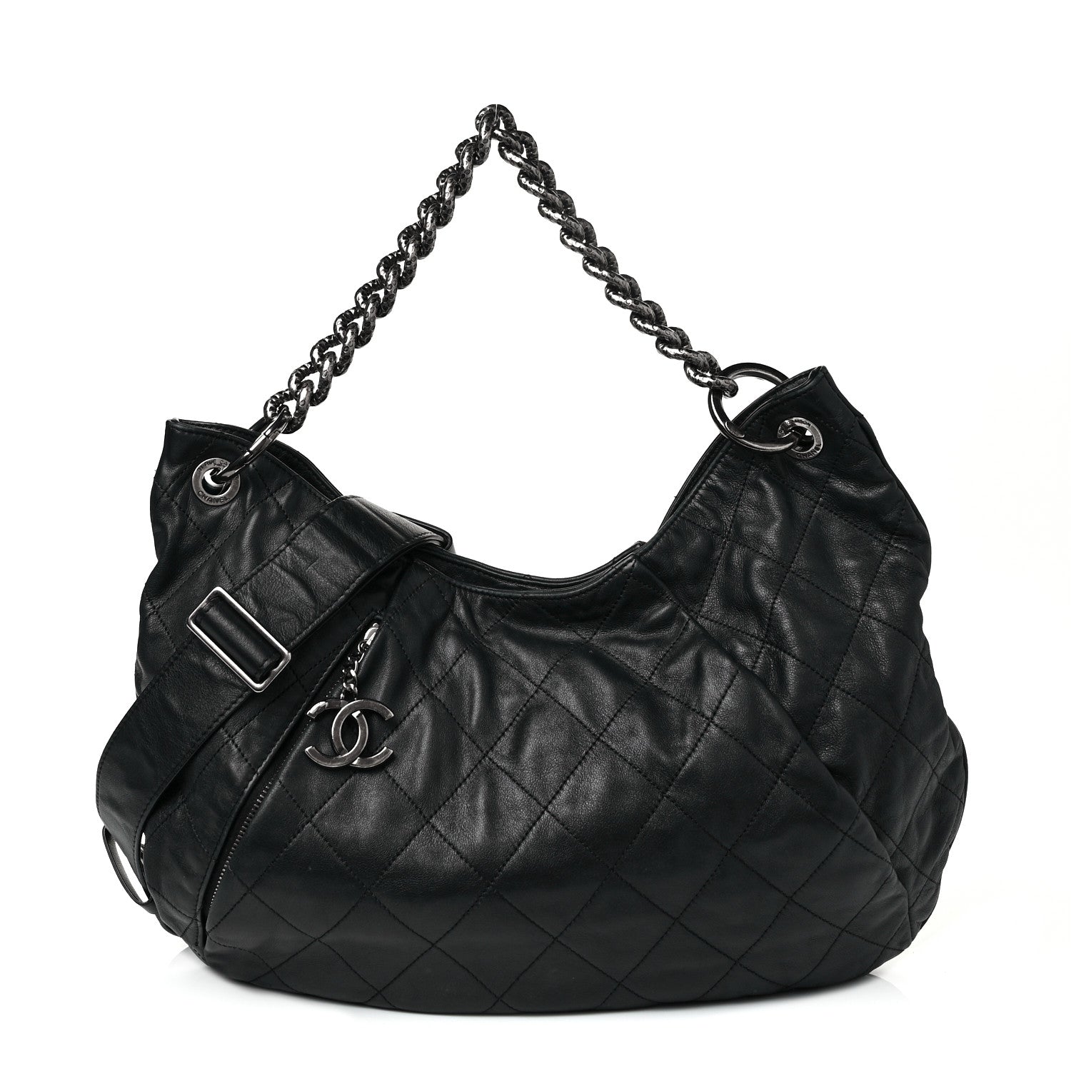 Chanel Calfskin Coco Pleats Hobo Black 1 of 8