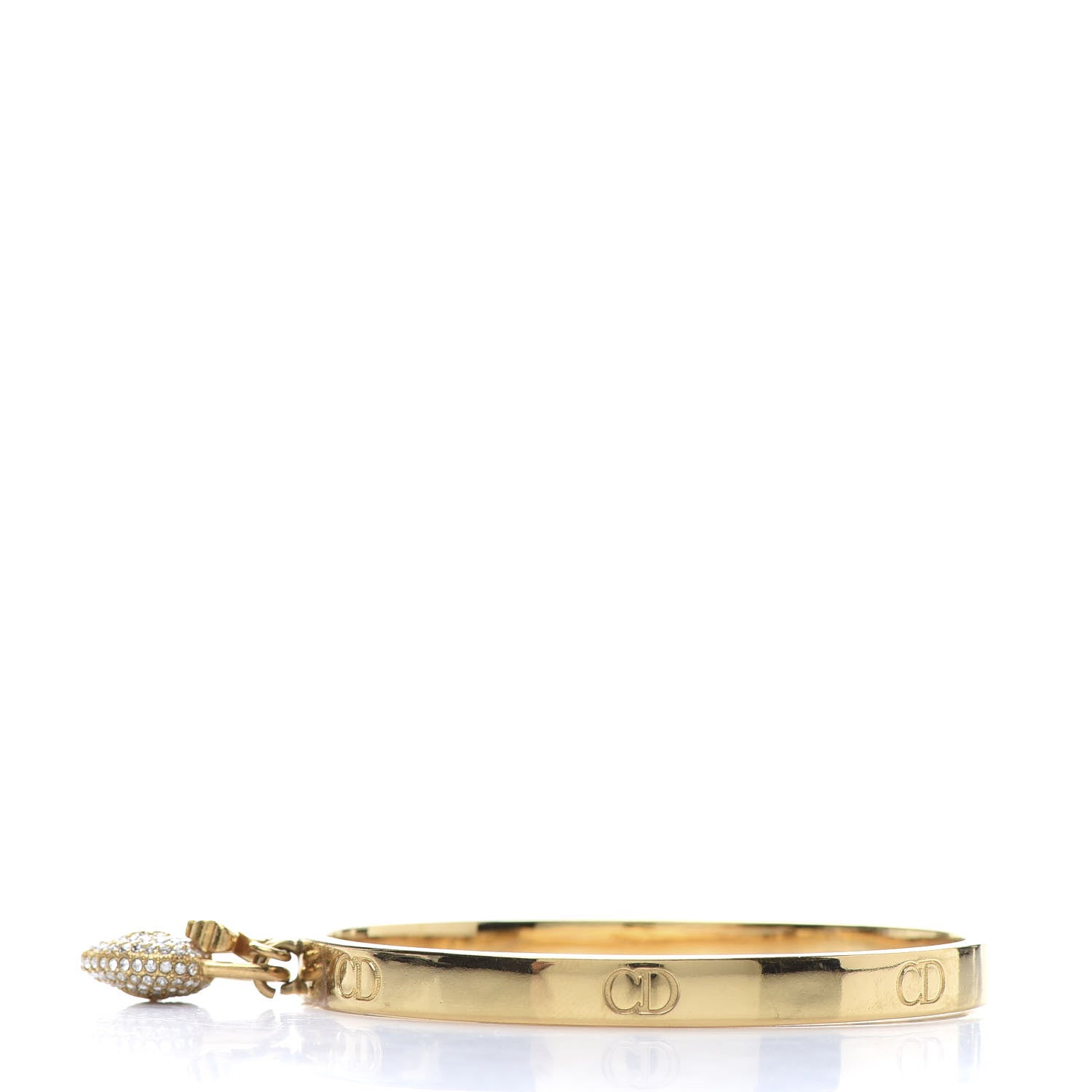Christian Dior Metal Crystal Lucky Locket Heart Bracelet Gold 3 of 5