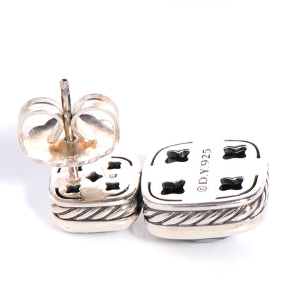 David Yurman Sterling Silver Onyx Drop Chiclet Earrings 3 of 5