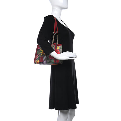 Gucci GG Supreme Monogram Flora Small Padlock Tote Red 2 of 12