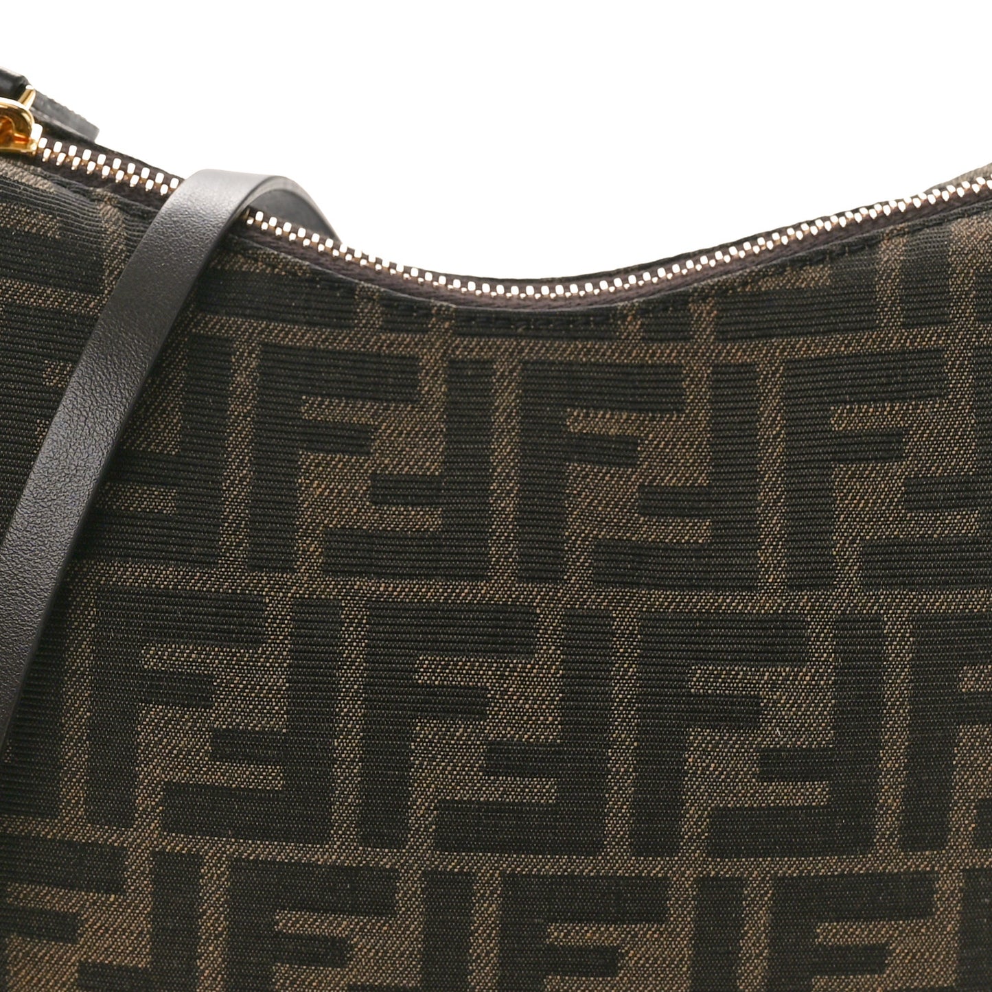 Fabric Jacquard Vitello Grace FF 1974 Mini Fendigraphy Hobo Bag Tobacco Moro Ebano