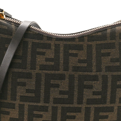 Fendi Fabric Jacquard Vitello Grace FF 1974 Mini Fendigraphy Hobo Bag Tobacco Moro Ebano 8 of 11