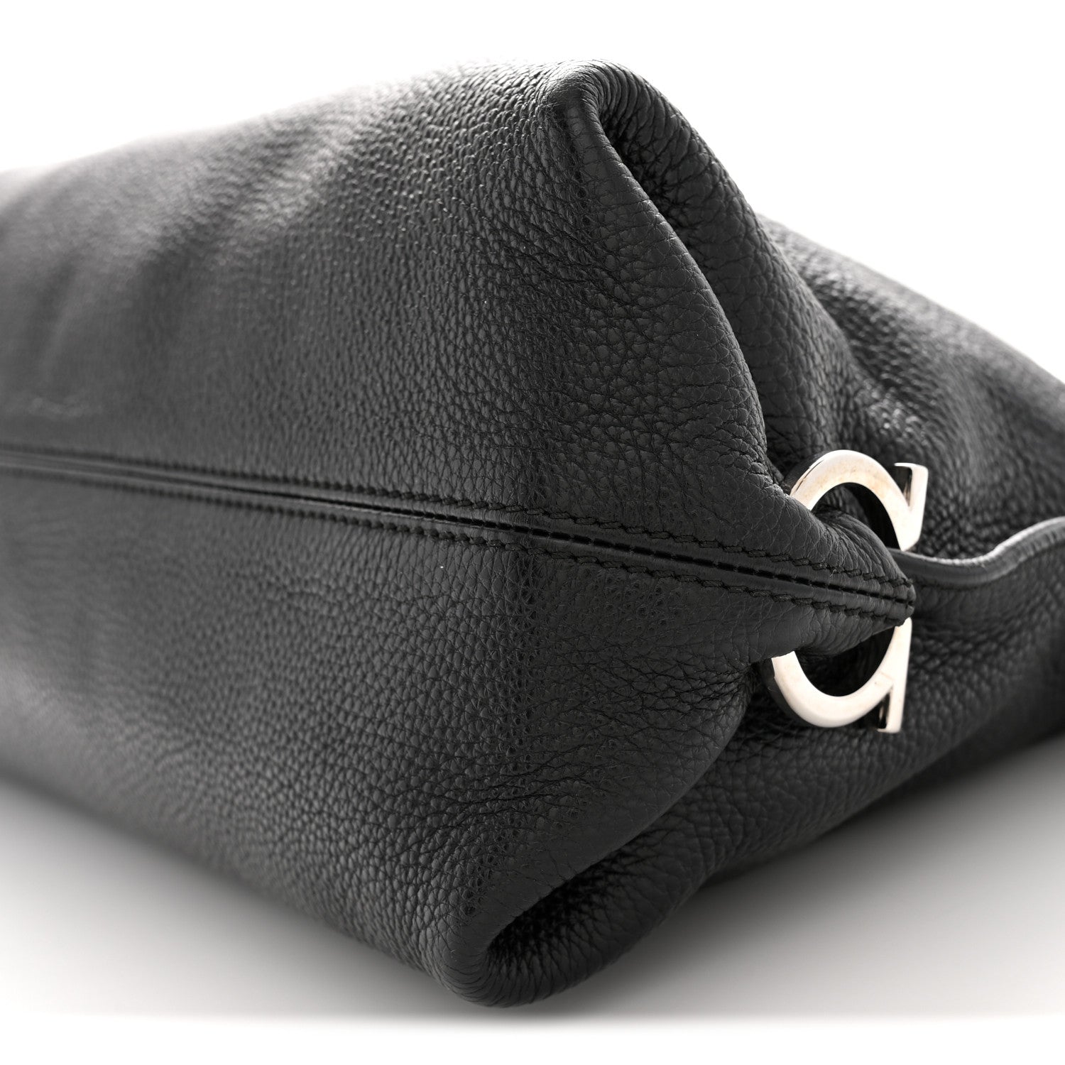 Salvatore Ferragamo Calfskin Fanisa Gancini Large Hobo Black 10 of 12