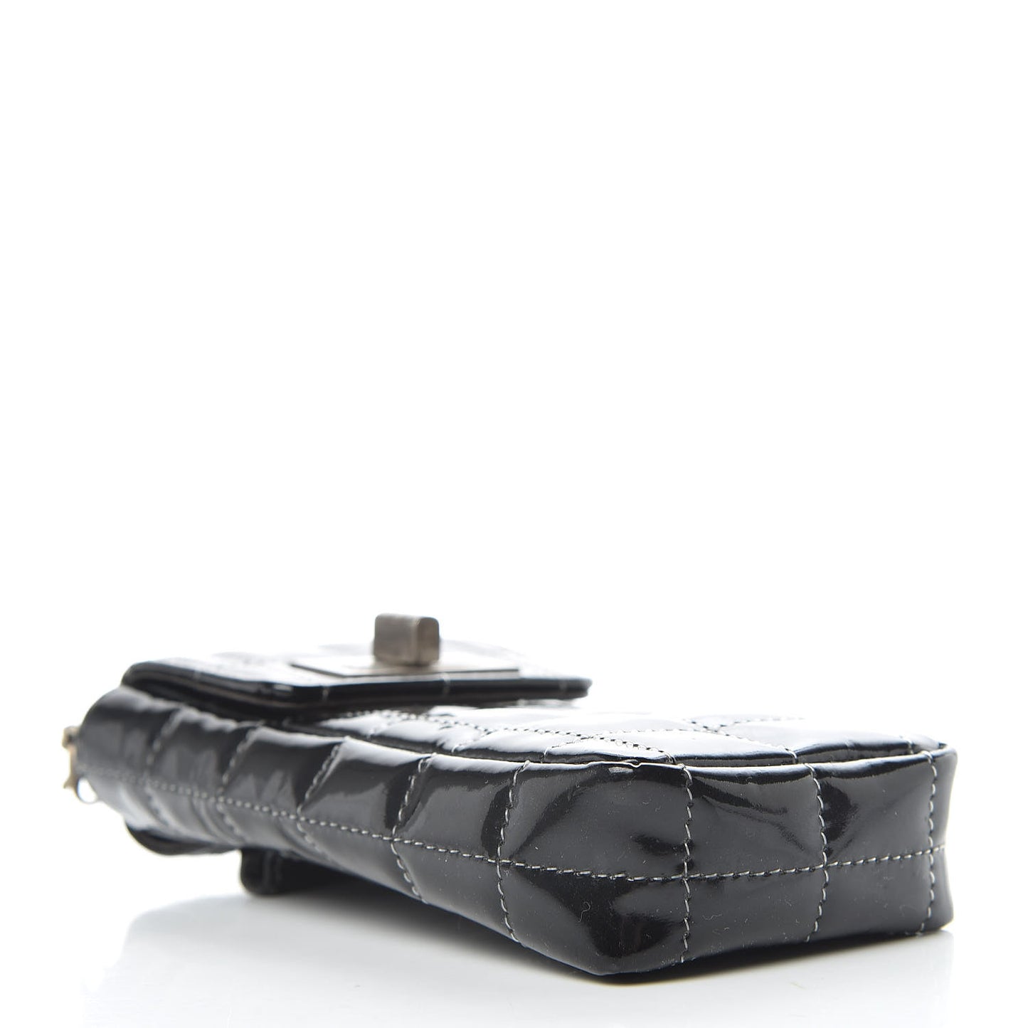 Patent Calfskin Chocolate Bar Reissue Phone Holder Black