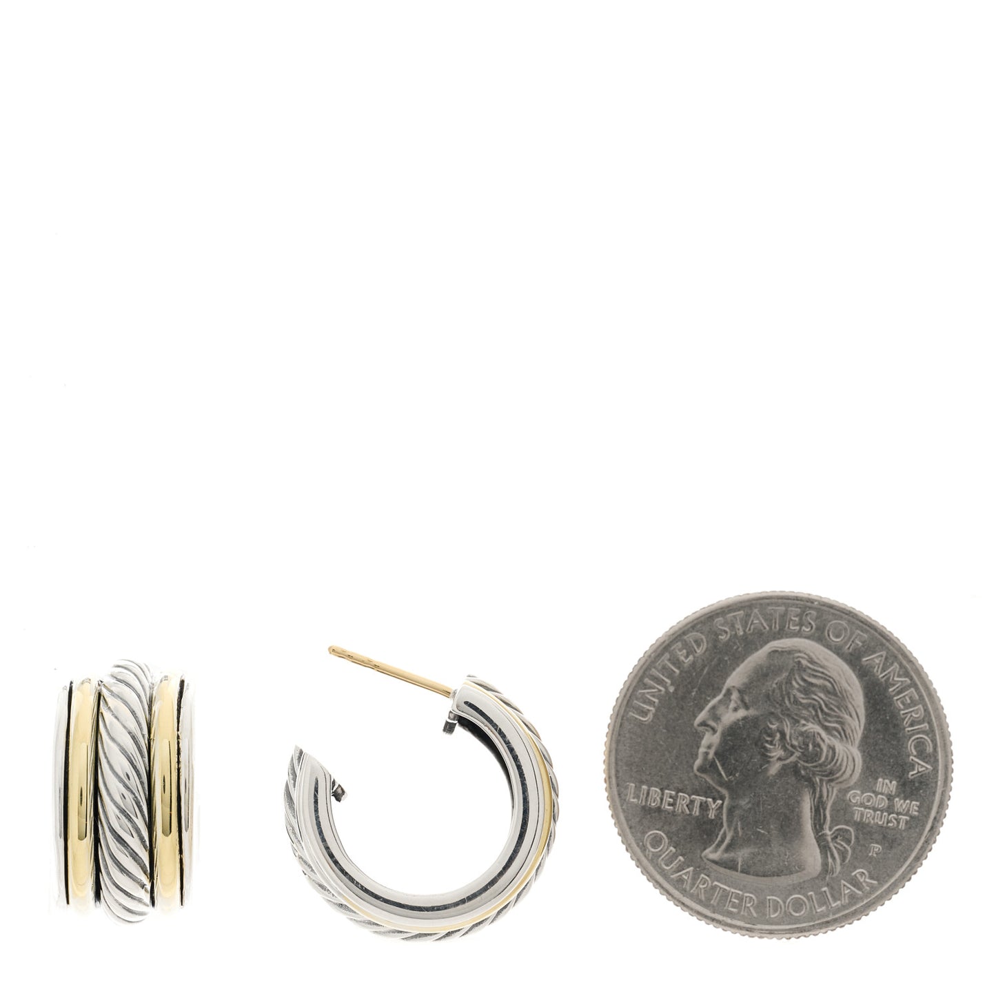 Sterling Silver 14K Yellow Gold 10mm Cable Classics Hoop Earrings