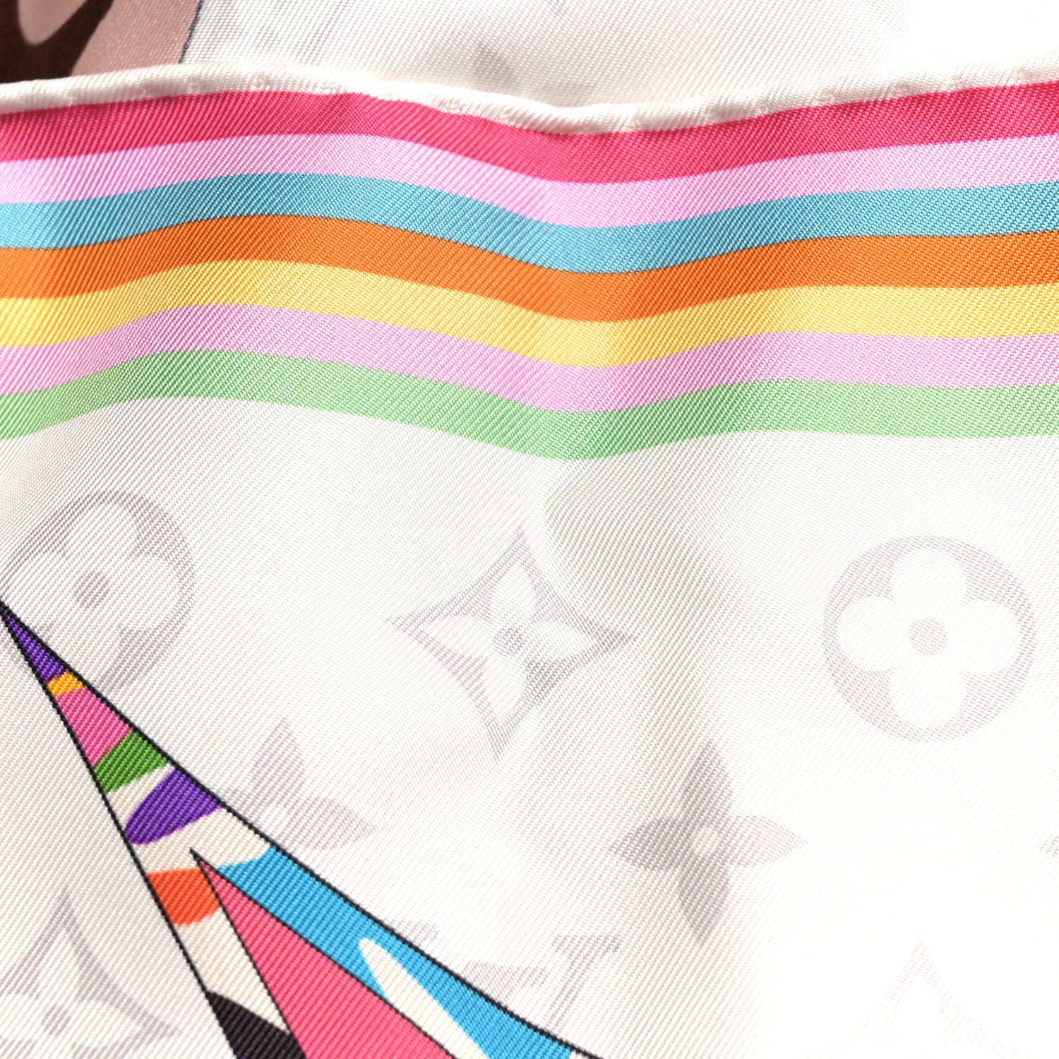 Louis Vuitton LV X TM Silk Monogram Superflat Characters Square Scarf 70 Brown White 4 of 4