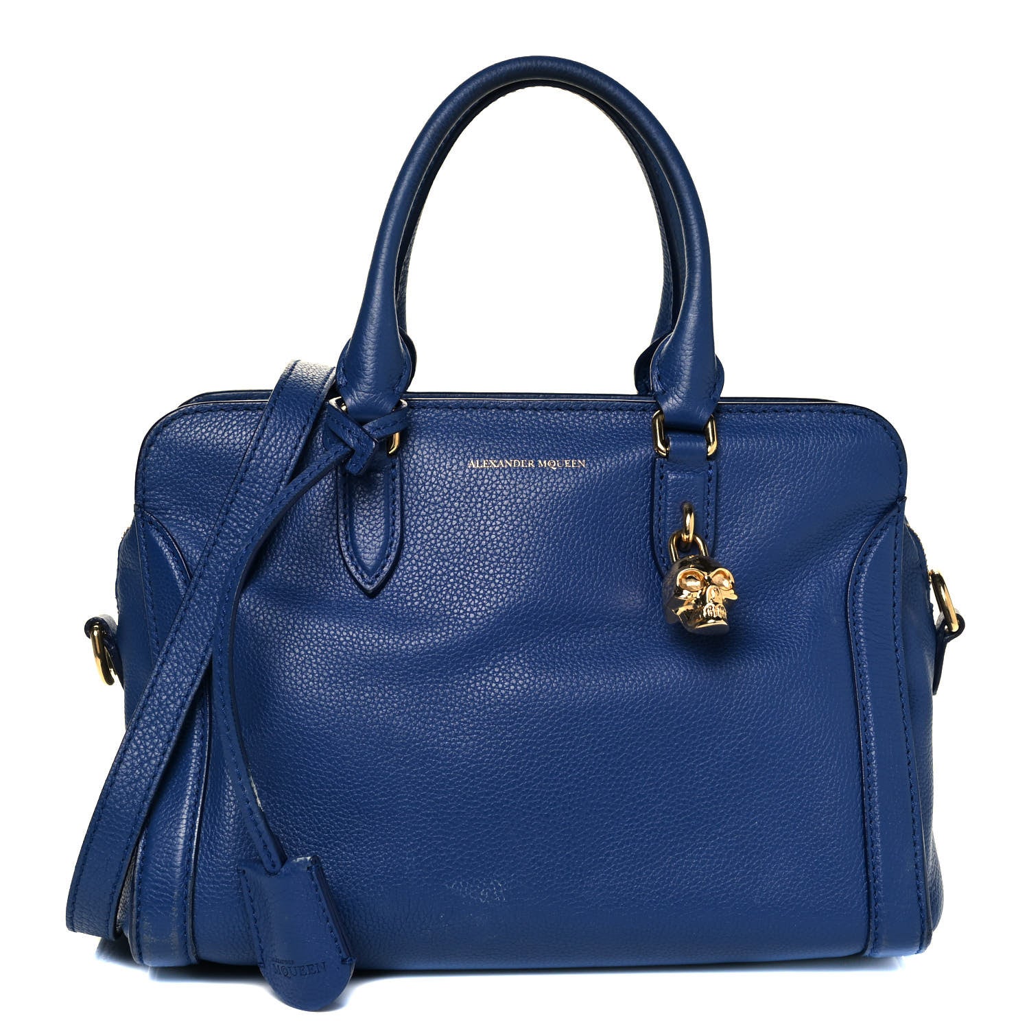 Alexander McQueen Pebbled Calfskin Small Skull Padlock Zip Around Tote Ultramarine 1 of 14