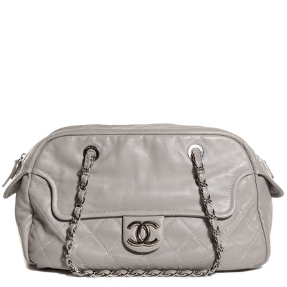 Chanel Calfskin Quilted Large Front Flap Shoulder Bag Grey 1 of 7