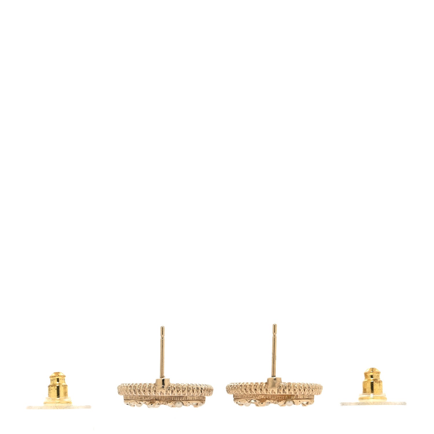 Chanel Pearl Crystal CC Round Earrings Gold 3 of 5