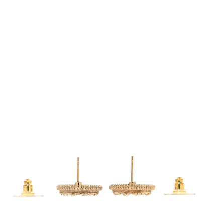 Chanel Pearl Crystal CC Round Earrings Gold 3 of 5