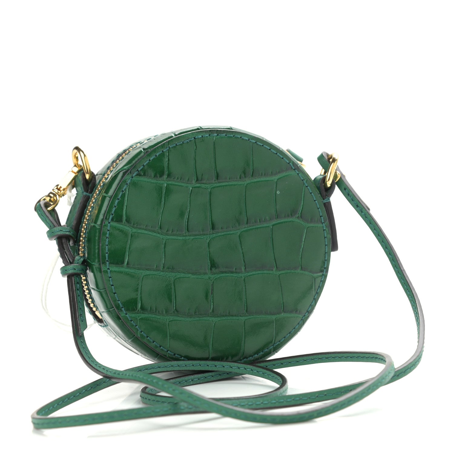 Chloe Calfskin Crocodile Embossed Mini C Round Crossbody Woodsy Green 3 of 12
