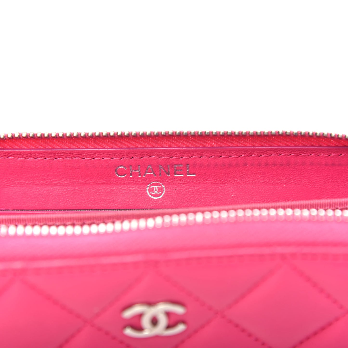 Lambskin Quilted Small Zip Around Wallet Pink