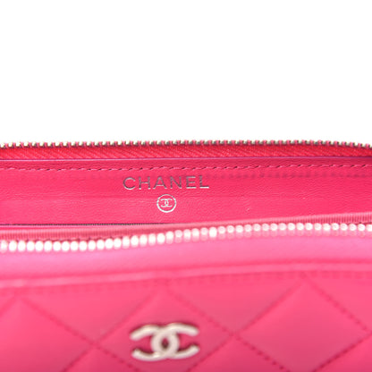 Chanel Lambskin Quilted Small Zip Around Wallet Pink 6 of 9