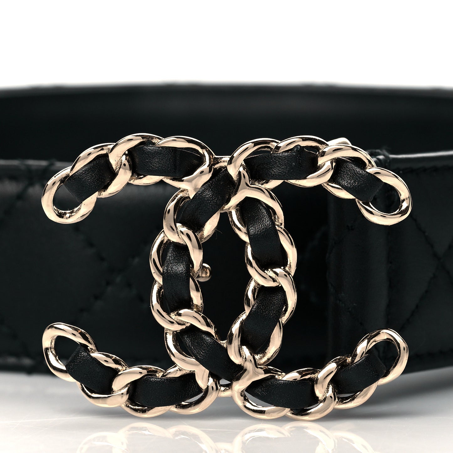 Calfskin Quilted CC Chain Belt 70 28 Black