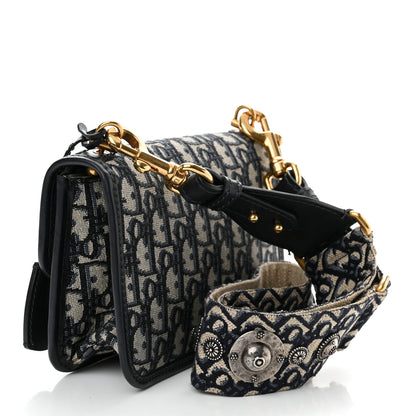 Christian Dior Oblique Small DiorAddict Flap Bag Navy Blue 3 of 11