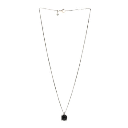 David Yurman Sterling Silver Diamond Black Onyx 9mm Chatelaine Pave Bezel Pendant Necklace 3 of 5