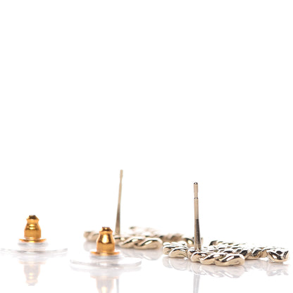 Chanel Crystal Pearls Coronation CC Earrings Gold 4 of 5