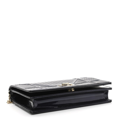 Christian Dior Metallic Patent Micro-Cannage Diorama Wallet on Chain Pouch Navy Blue 4 of 11