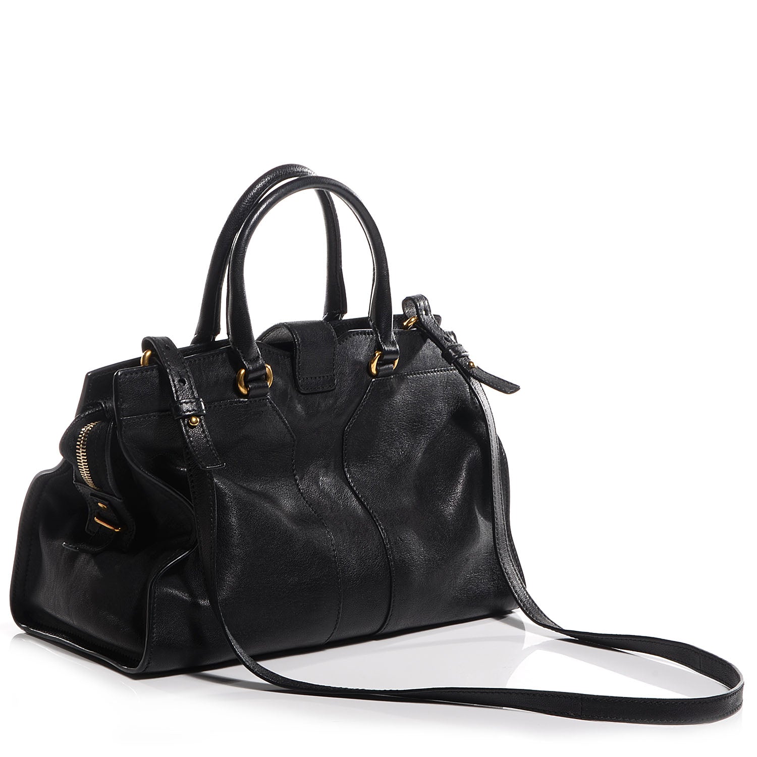 Saint Laurent Sheepskin Leather Mini Cabas ChYc Black 3 of 9
