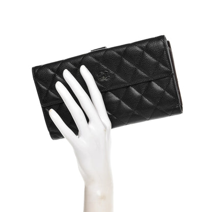 Chanel Caviar Quilted CC Long Double Wallet Black 2 of 8