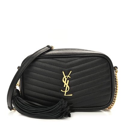 Saint Laurent Grain De Poudre Matelasse Monogram Mini Lou Camera Bag Black 1 of 9