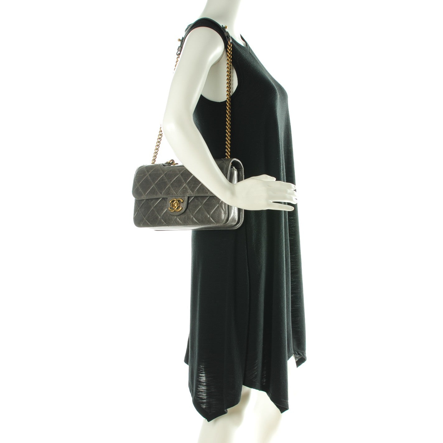 Chanel Aged Calfskin Medium Perfect Edge Flap Grey 2 of 7