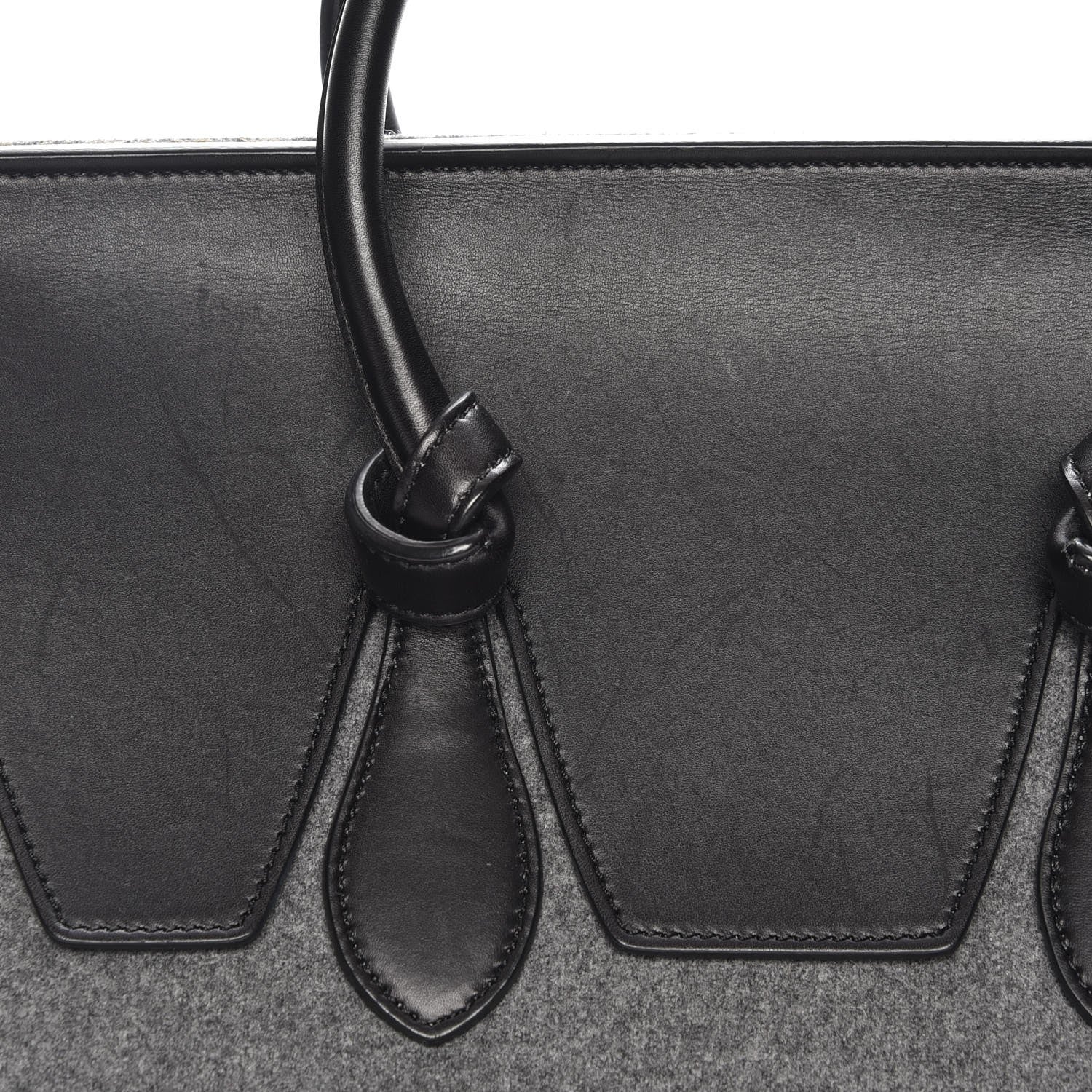 Celine Felt Calfskin Medium Tie Knot Tote Grey Black 8 of 9
